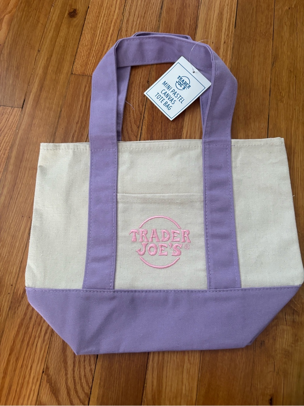 Trader Joes mini tote bag pastel color  -Purple-